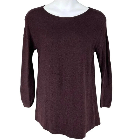 J Jill Womens M Washable  Merino Wool Blend Tunic Waffle Knit Sweater Minimalist - Picture 6 of 15